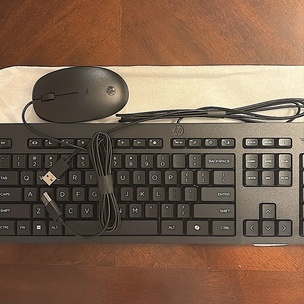 HP Black Wired Keyboard and Mouse Set